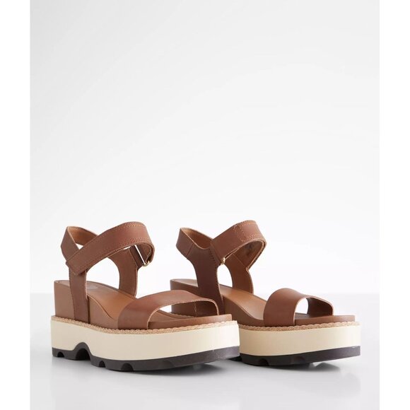 Sorel Joanie IV Y Strap Wedge Leather Sandal Velvet Tan size 8.5 new in box - Picture 5 of 6